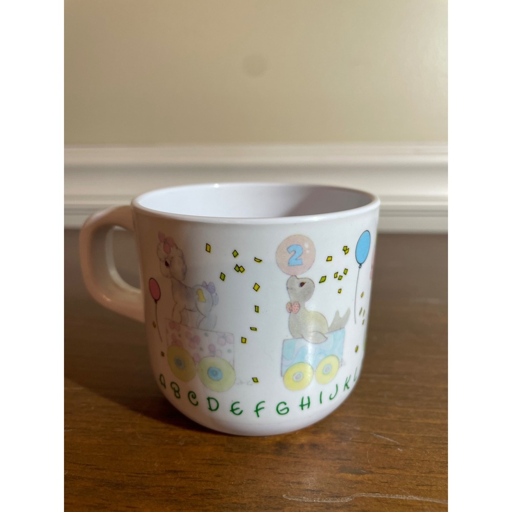 Vintage 1987 Precious Moments Birthday Train ABC Plastic Mug melamine